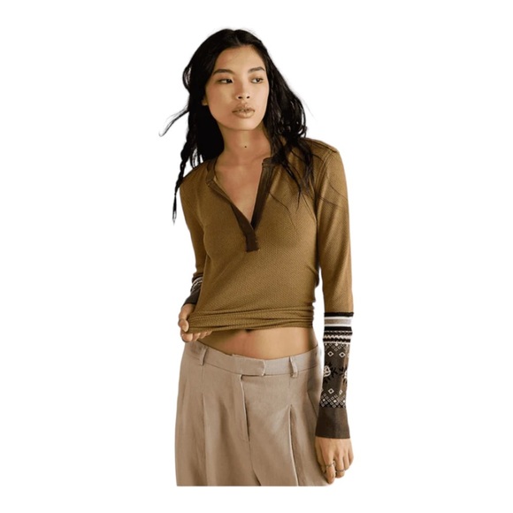 Free People Tops - Nwt Mikah Layering Thermal Cuff / army combo